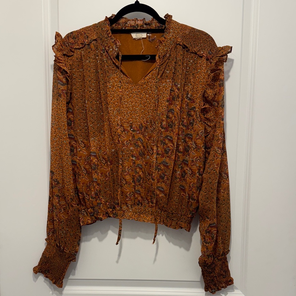 Elan Women's Rust Floral Blouse